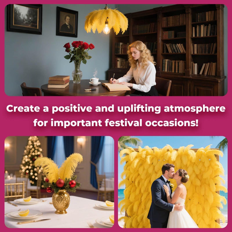 Piokio 20 pcs Natura Gold Ostrich Feathers 12-14 inch(30-35 cm) Bulk for Wedding Party Centerpieces and DIY Clothes Decoration, Gatsby Decorations - Image 5